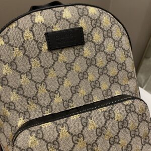 Gucci Bee GG Supreme Backpack Black / Gold