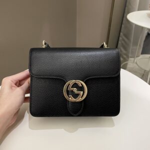 Gucci Interlocking GG Bag Black Grained Leather