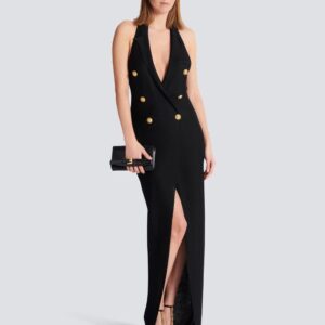 Black Halterneck Knit Maxi Dress
