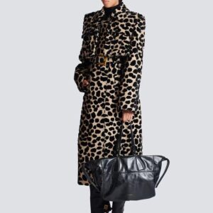 Black Track Shiny Leather Tote Bag