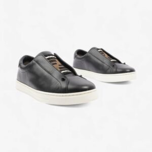 Fendi Rockoclick Knitted Logo Sneakers Black / Brown / White Leather EU 36 UK 3