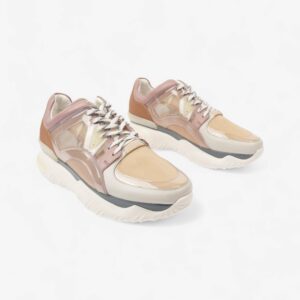 Fendi Low Top Sneaker Beige / Pink / Brown Leather EU 44 UK 10