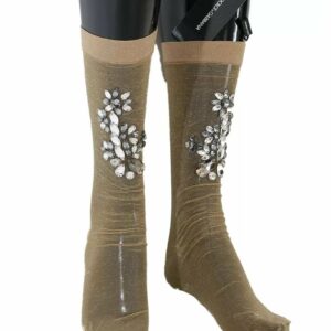 Dolce & Gabbana Sheer Crystal Socks Model SCS54 ONE SIZE Gold