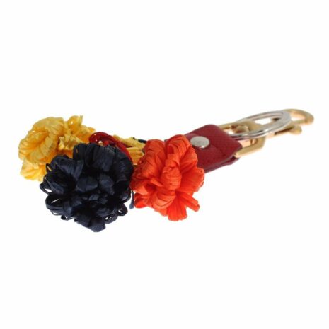 Dolce & Gabbana Red Leather Keychain with PomPoms