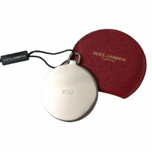 Dolce & Gabbana Sicily Mirror Keychain Red Leather ONE SIZE Red