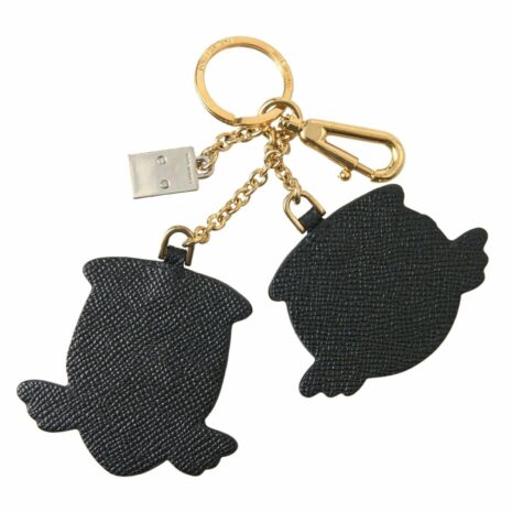Dolce & Gabbana Blue Leather Keychain with Wings