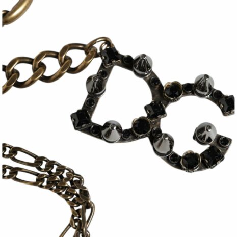 Dolce & Gabbana Gold-Tone Keychain with Rhinestone DG Logo Charm