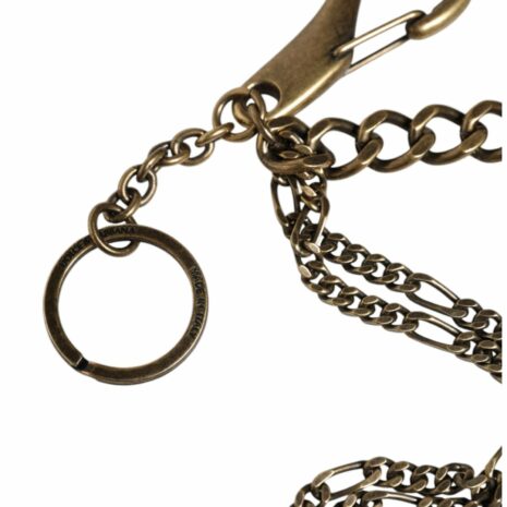 Dolce & Gabbana Gold-Tone Keychain with Rhinestone DG Logo Charm