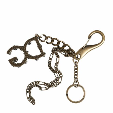 Dolce & Gabbana Gold-Tone Keychain with Rhinestone DG Logo Charm
