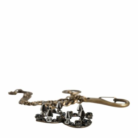 Dolce & Gabbana Gold-Tone Keychain with Rhinestone DG Logo Charm