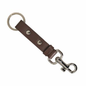 Dolce & Gabbana Leather Keychain with Silver Hook ONE SIZE Brown