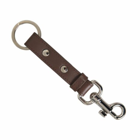 Dolce & Gabbana Leather Keychain with Silver Hook ONE SIZE Brown