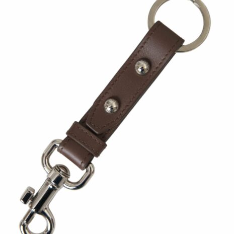 Dolce & Gabbana Leather Keychain with Silver Hook