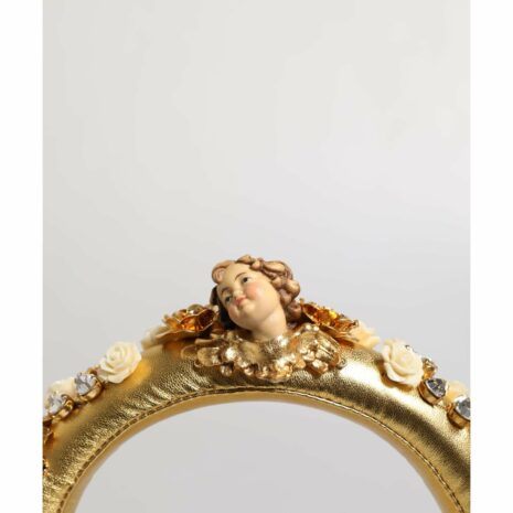 Dolce & Gabbana Floral Headphones Gold Leather Women Other