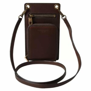Dolce & Gabbana Leather Phone Holder Crossbody Women Brown Wallets ONE SIZE Brown