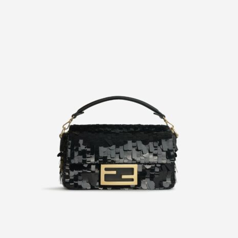SOR6143-FENDIMINICHAINBAGUETTE-BLACKSEQUINPAILLETTESGHW