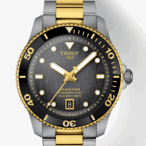 Tissot Seastar 1000 Powermatic 80 T-Sport Graded Grey-Black Dial Yellow Gold Stainless Steel Strap Round 40MM Men's Watch T1208072205100