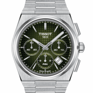 Tissot PRX Automatic Chronograph  T-Classic Graded Green Dial Grey Strap Stainless Steel Men's Watch  T1374271109100