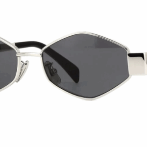Celine Triomphe CL40254U 16A Shiny Silver/Grey with Light Mirror Rectangle Women's Sunglasses
