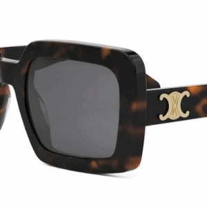 Celine Triomphe CL40304U 52A Dark Brown Havana with Gold/Grey Square Women's Sunglasses