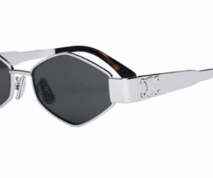 Celine Metal Triomphe CL40254U 16A Shiny Palladium/Smoke Women's Sunglasses
