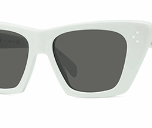 Celine 3 Dots CL40187I 25A Shiny Ivory/Smoke Cat-Eye Women's Sunglasses