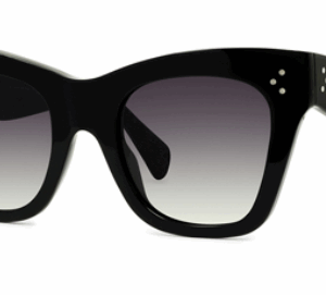 Celine 3 DOTS CL4004IN 01D Shiny Black/Smoke Polarized Cat Eye Women's Sunglasses