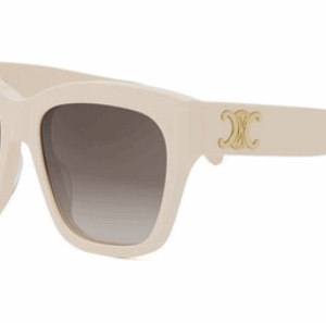 Celine TRIOMPHE CL40253I 25F Shiny White/Gradient Brown Geometric Women's Sunglasses.