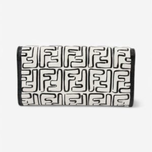 Fendi x Joshua Vides FF Embossed Continental Wallet on Chain Black / White Nappa Leather