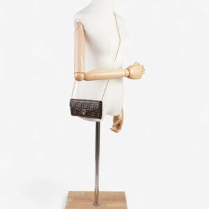 Fendi FF Circle Continental With Chain Brown / Black Calfskin Leather