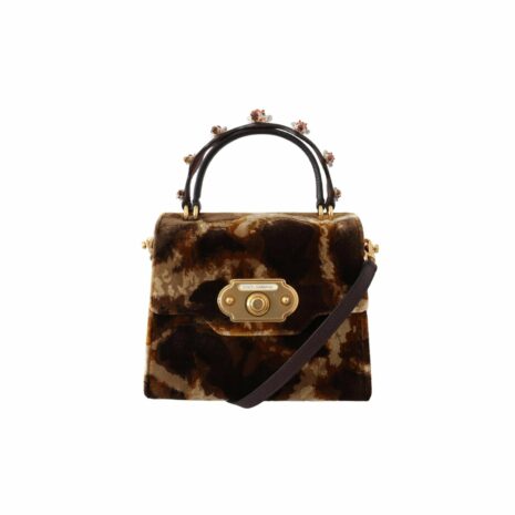 Dolce & Gabbana Devotion Small Velvet Giraffe Print Bag