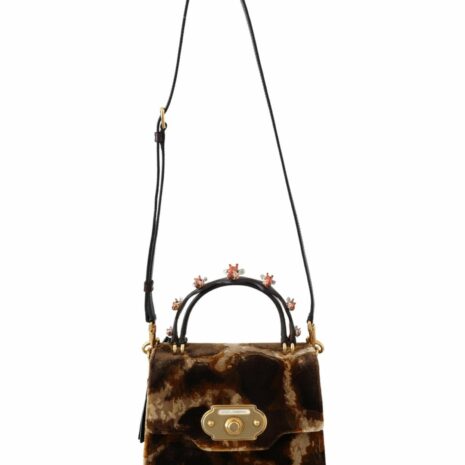 Dolce & Gabbana Devotion Small Velvet Giraffe Print Bag
