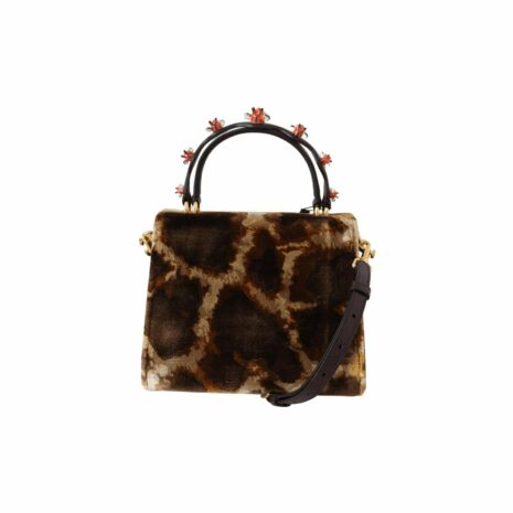 Dolce & Gabbana Devotion Small Velvet Giraffe Print Bag