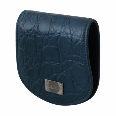 Dolce & Gabbana Crocodile Embossed Leather Coin Purse - Blue