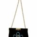 Dolce & Gabbana Velvet Evening Party Crossbody with Crystal Studs and Gold Chain Strap ONE SIZE Black