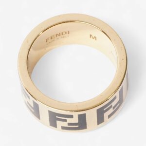 Fendi FF Ring Gold / Black Base Metal Medium - 55mm