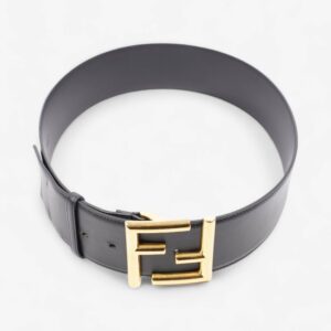 Fendi FF-Motif Wide Belt Black / Gold Leather 85cm / 34"