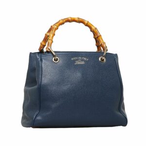 Gucci Bamboo Blue Leather