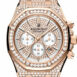 Audemars Piguet Royal Oak 41Mm Diamond-Paved Dial Hammered 18K Pink Gold Mens Watch