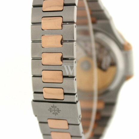 Patek Philippe Nautilus Mechanical Blue Dial Stainless Steel And 18Kt Rose Gold Mens Watch