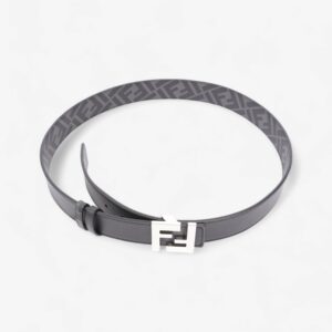 Fendi FF Reversible Belt Black / Grey / Silver Canvas 95cm / 38"