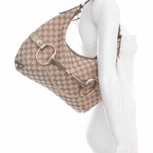 Gucci Brown Jackie O Horsebit Canvas Handbag