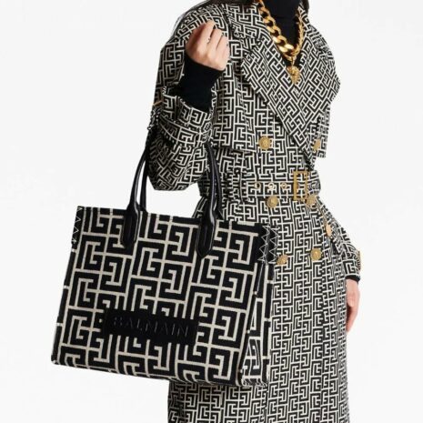 BalmainB-Army 42 Monogram-Jacquard Medium Tote Bag at Fashion Clinic