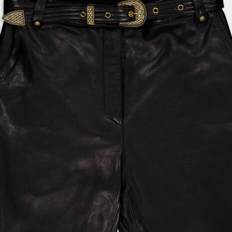 BalmainBelted Leather Trousers at Fashion Clinic