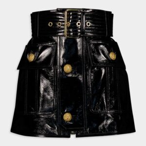 BalmainBelted Patent Leather Mini Skirt at Fashion Clinic