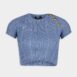 BalmainBlue Buttoned Knit Top at Fashion Clinic