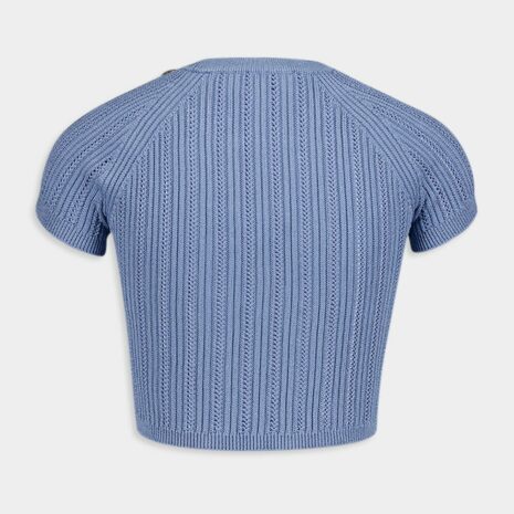BalmainBlue Buttoned Knit Top at Fashion Clinic