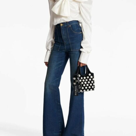 BalmainBow-Embellished Silk Blouse at Fashion Clinic