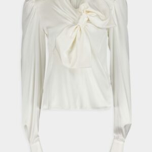 BalmainBow-Embellished Silk Blouse at Fashion Clinic