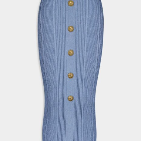 BalmainButtoned Rib-Knit Midi Skirt at Fashion Clinic